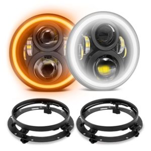 Farol 7 Pol LED 60W Angel Eyes e Seta - 2ª Geração + Suporte Universal - Par Macaé