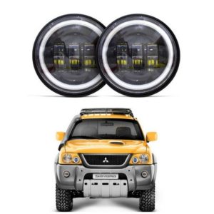 Kit 2 Farol LED 4.5 Polegadas Angel Com Suportes para Mitsubishi L200 Pajero Sport Tr4 macaé